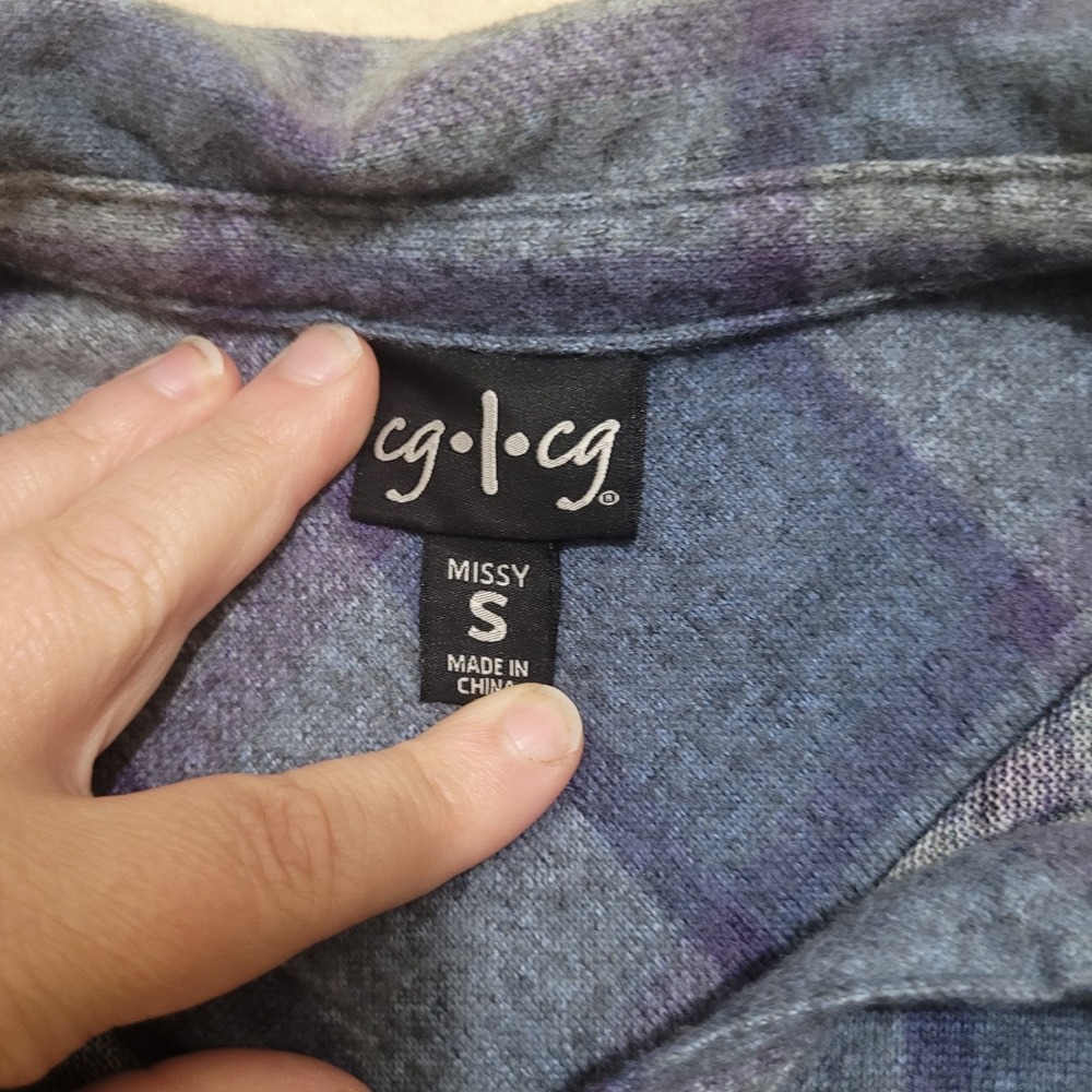 Ladies Cozy Knit Button Up Long‎ Sleeves Shirt SMALL Blue Purple - Picture 4 of 7